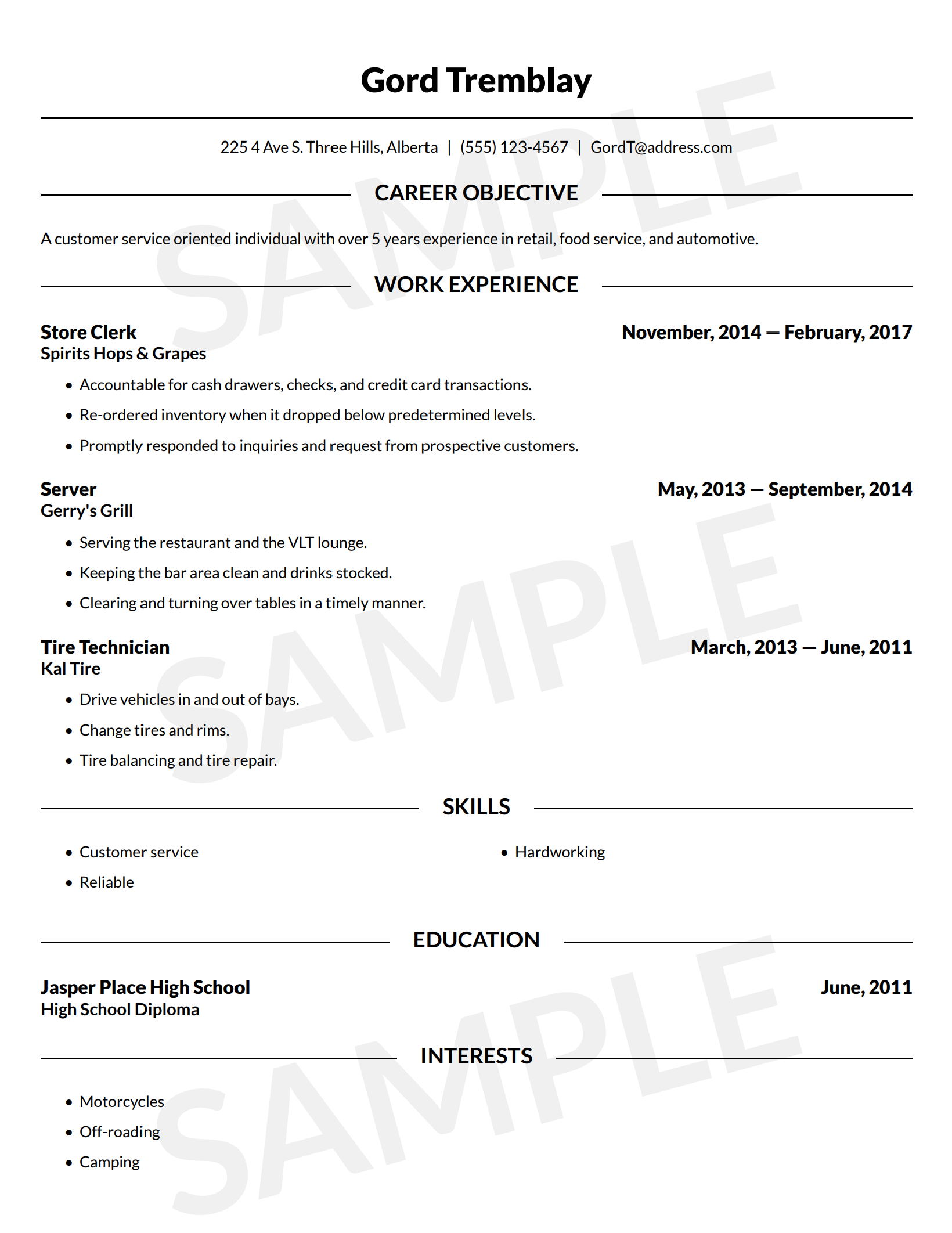 Resume Builder  Free Online Resume Template (Canada)  LawDepot